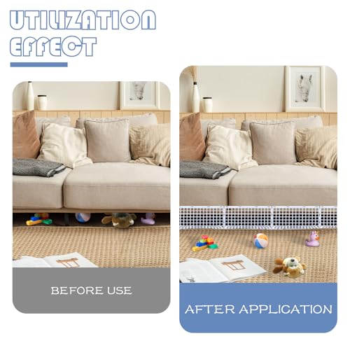 Image of 12 Pcs Under Couch Blocker for Bed Adjustable Furniture Plastic Under Bed Blocker with 30 Ties White Couch Barriers for Dogs Pets Cats (Style3)