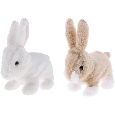 Amazon Tachiuwa 動くぬいぐるみ ウサギちゃん ソフト もこもこ かわいい ロボットウサギ 歩く 鳴く おもちゃ 2個セット ぬいぐるみ おもちゃ