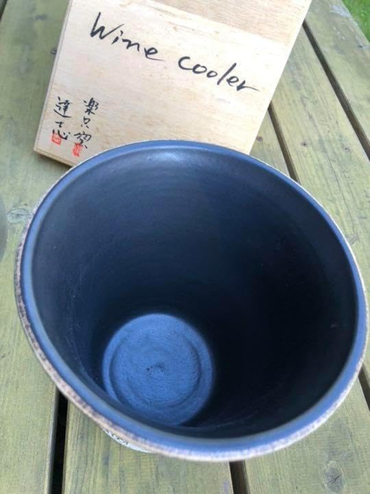 ワインクーラー　作家物　陶器　笠間焼　楽只窯　新品未使用　桐箱付 ワインクーラー 作家物 陶器 笠間焼 楽只窯 桐箱付楽只窯 せきあかね