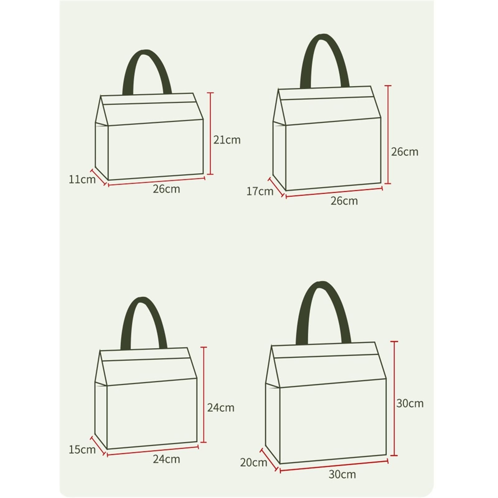 Bolsa IsotéRmica Para Comida 10 bolsas de tela no tejida for alimentos, pasteles, bebidas, embalaje, bolsas reutilizables portátiles for mantener el calor y el frío Termica Porta Alimentos(Green2,30x3