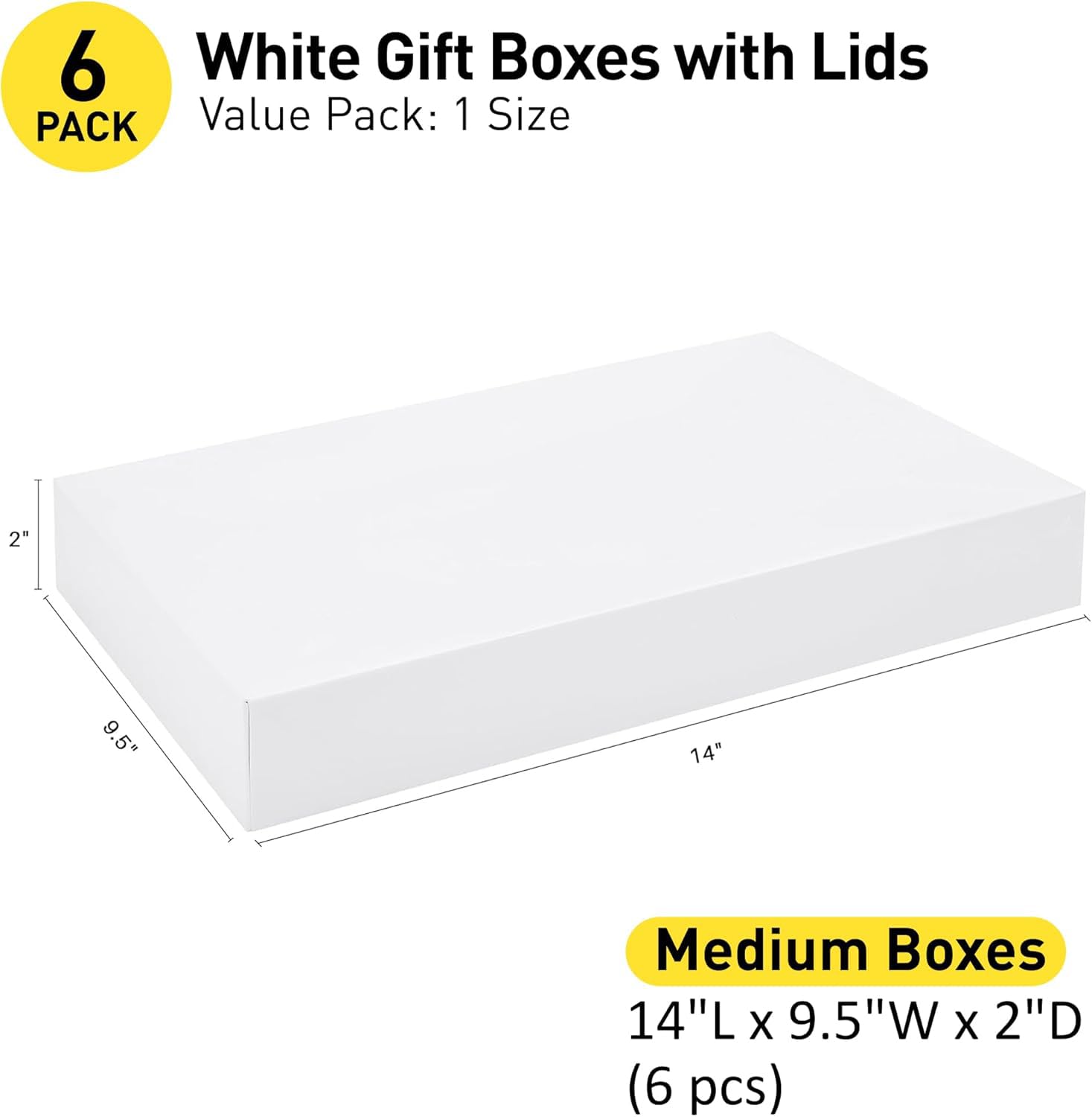 SUNCOLOR 6 sztuk 35 cm duże białe pudełka na prezenty z pokrywkami na ubrania prezenty