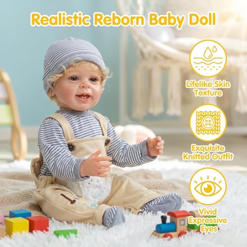 Muñeco Reborn Bebé Realista 22 Pulgadas Rubia Rizada miniatura 7