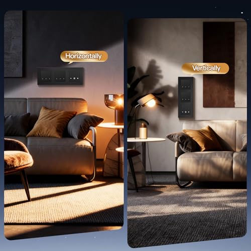 BSEED Doppel Smart Lichtschalter mit WIFI Dimmer Schalter, LED Dimmschalter Unterputz, Kompatibel mit Alexa&Google Home, PC Rahmen,Smarte Zeitpl&auml;ne,3 Fach 1 Weg,Schwarz(Neutralleiter Erforderlich)