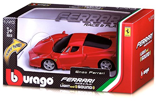 Bburago Maisto France 31170 Ferrari geluid en licht, schaal 1/43, model willekeurig.