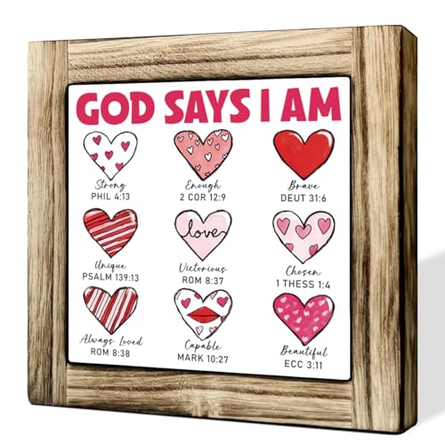Inspirational Valentines Sign, God Says I am Strong Sign 5.9