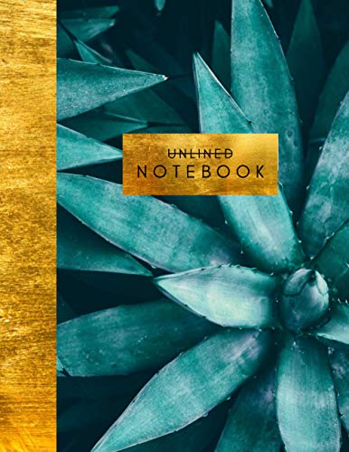 Unlined Notebook: Blank Page Journal - Gold Spiral Cactus Cover - 8.5 x 11 inches (Nature & Environment Notebooks)