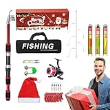 Rute Mit Rolle | Teleskopausrüstung | Combo Rute und Rolle für Weihnachten - Für Freunde Männer Erwachsene Vater See Fluss