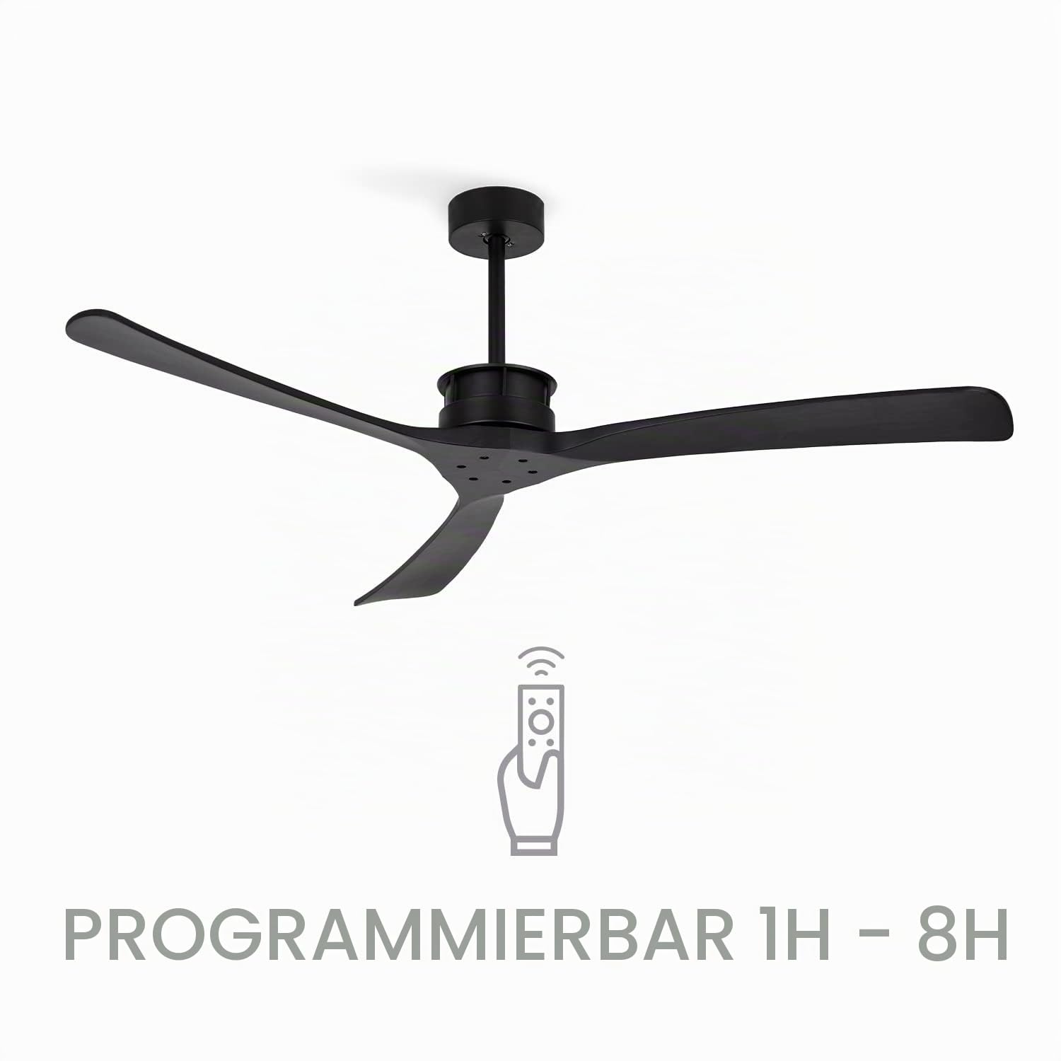CREATE / WINDLARGE/Deckenventilator Schwarz mit WLAN und Fernbedienung/XL, 40W, Leise, Ø152 cm, 6 Geschwindigkeiten, Timer, DC-Motor, 6 Geschwindigkeiten, Sommer-Winterbetrieb