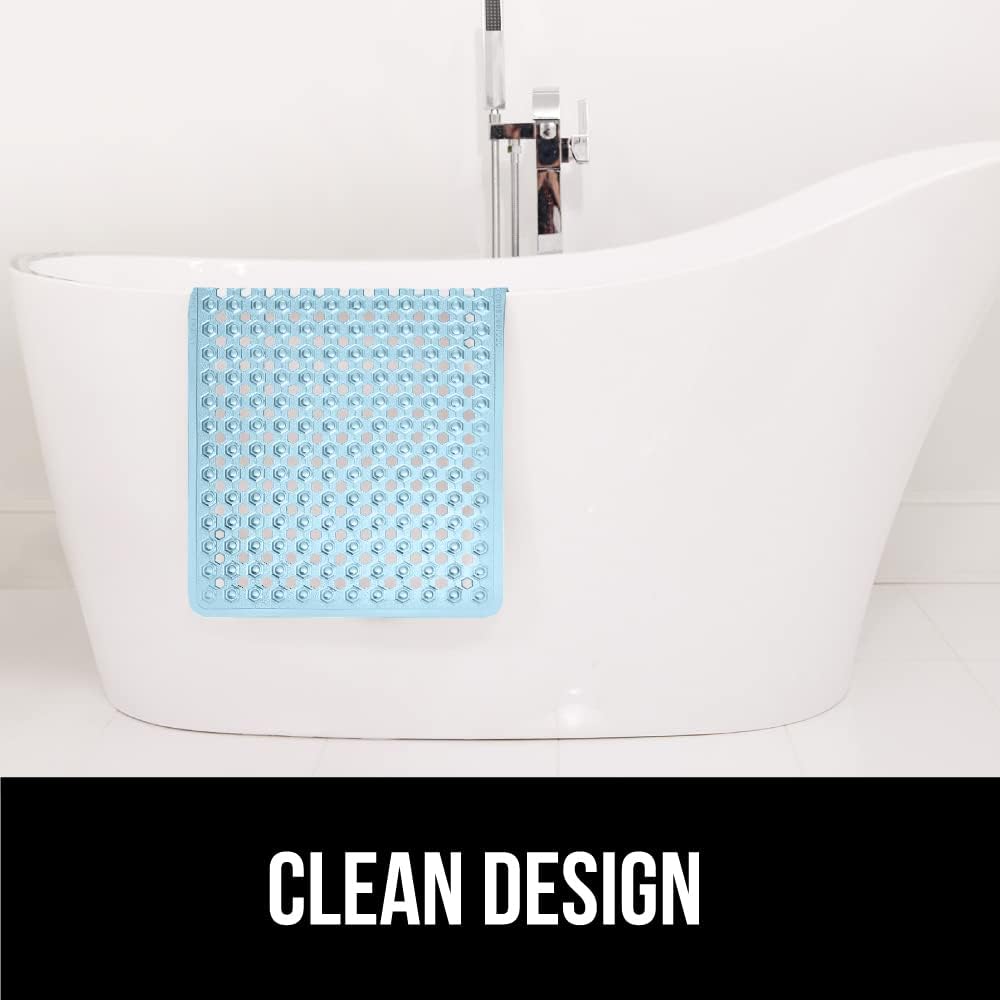 Blue Translucent Non-Slip Bathtub Mat with Suction Cups