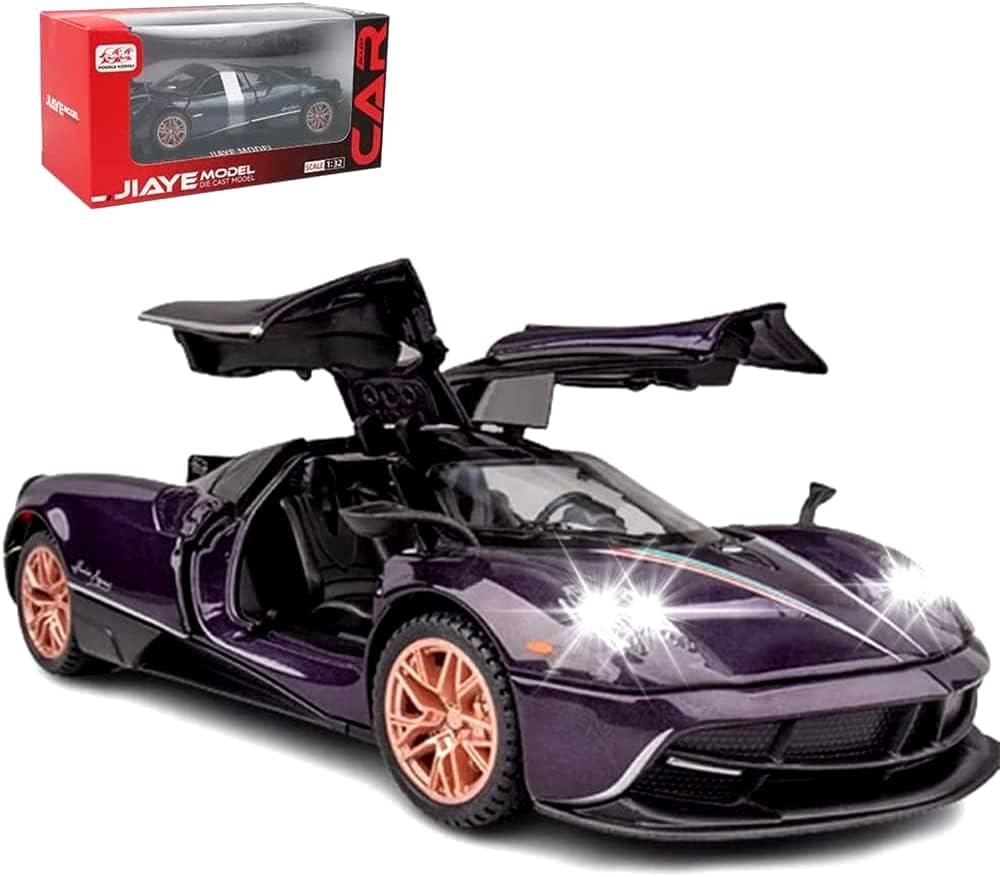 chengchuang1:32 Alloy DieCast Metal Cars Model Collectible Pagani Huayra Dinastia Pull Back Vehicle, Pull Back Model Cars with Light and Sound，Children's Christmas Birthday Gifts,etc.(Purple)