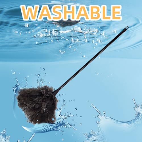 Image of Ostrich Feather Duster, 20 Inch Fluffy Mini Duster Brush Washable with Long Plastic Handheld, Handheld Feather Dusters for Cleaning Supplies Window Blind Duster Home Car Keyboard Office