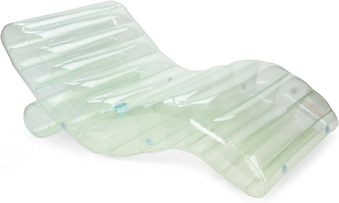 FUNBOY Giant Inflatable Luxury Seaglass Green Chaise Lounger, Chair Pool Float for Adults, Transparent Seaglass Green Material, Perfect for a Summer Pool Party
