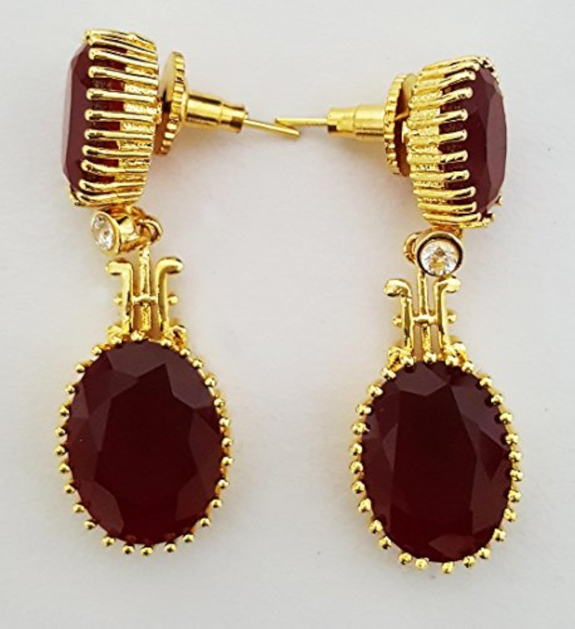 Women's Red Stone Ruby Earrings, Elegant Design