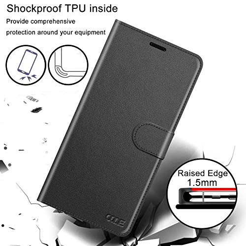 Oqqe For Samsung Galaxy S10+ /S10 Plus 5G 6.2" Wallet Case，Cowhide Genuine Leather Folio Flip Cover Shell Anti-Fall [Rfid Blocking] Credit Card Holder [Kickstand Function] Folding Book Box Men Black #TOP5