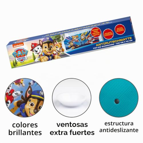 Miniatura 6 de Paw Patrol Alfombrilla De Baño Antideslizante Para Niños, Antimoho, Antibacteriana, Con Ventosas, Ganchos Y Agujeros De Drenaje, 100 X 40 Cm