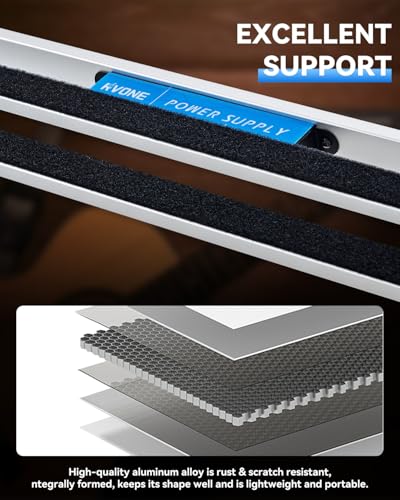 RVONE Guitar Pedal Board with Built-in Power Supply, Small 19.09x5.11" Aluminum Alloy Portable Pedalboard with Bag, Pedal Cables, Hook&Loop RBP-150