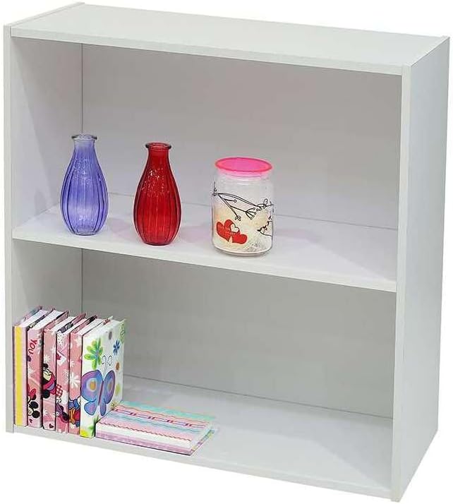 White Wood 2-Tier Shelf Bookcase Storage Organizer