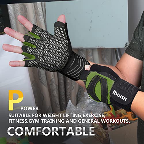 image for ihuan Ventilated Weight Lifting Gym Workout Gloves with Wrist Wrap Sup