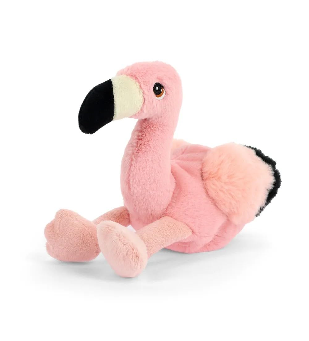 KEELTOYS – Pink Flamingo Soft Toy 13 cm – 100% Recycled – Keeleco Eco Toy for Children