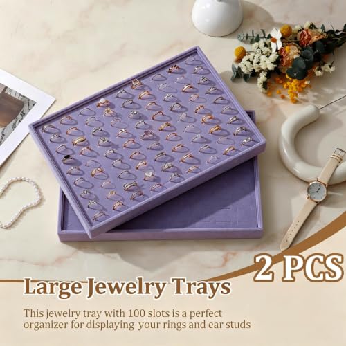 Image of Large Velvet Jewelry Tray Display Drawer Inserts 2 Pack