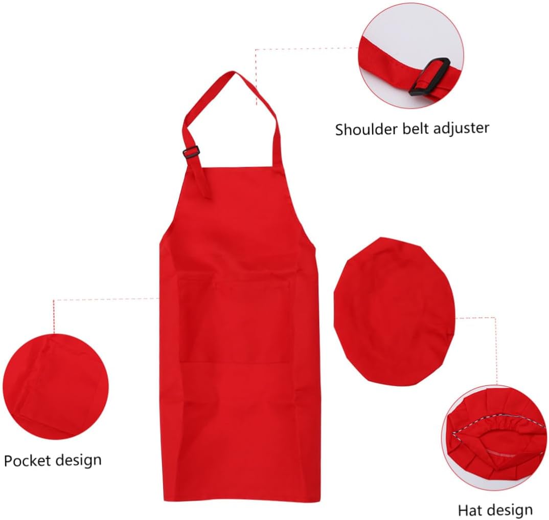 Toddmomy Artist Apron and Hat Set, 8pcs Painting Aprons Kit for Ages 7-12, Lightweight Cotton Blend Art Smocks with Caps, Multi-color for Craft and Classroom Activities