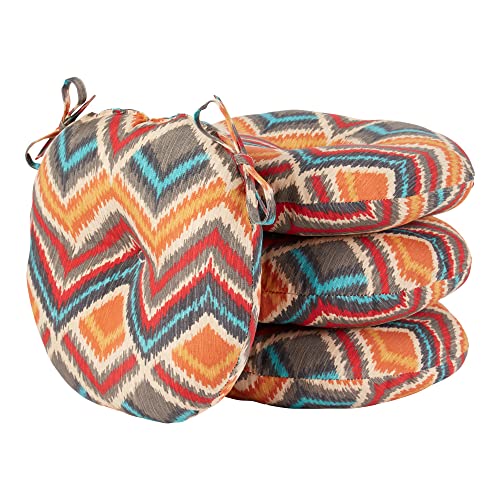 Greendale Home Fashions 15-inch Outdoor Round Bistro Seat Cushion, Set of 4, Aztec 4 Count