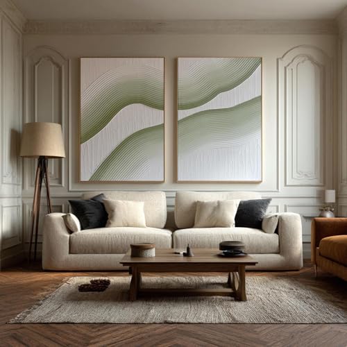 Toiles imprimées vagues texturées blanches 80x120cm déco salon moderne