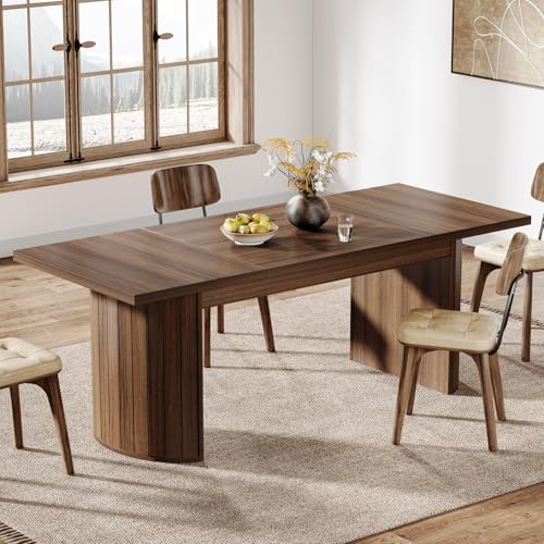 Tribesigns 78.7" Extra Long Dining Table for 6-8 People, Large Farmhouse Kitchen Table with Wooden Tabletop, Rustic Style Rectangular Dinner Table for Dining Room, Kitchen, Living Room, Walnut - Image 4