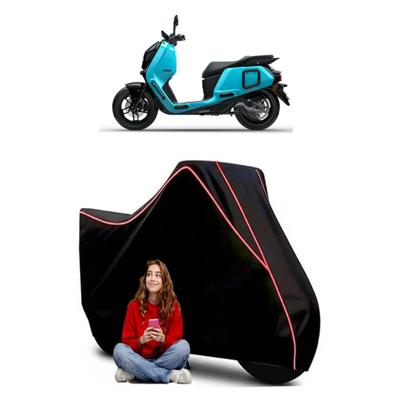 Image of Electric Scooty Bike Cover Water Resistant Outdoor Use Universal Fit Scooters Motorcycles Heavy Duty UV Protection Dust Rain Scratch Resistant Elastic Bottom Black Blue Piping