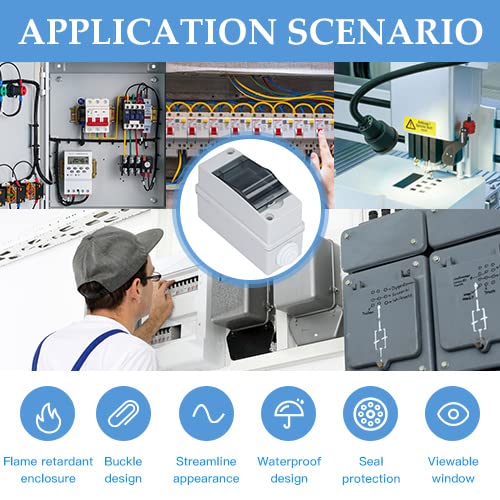 Miniatura 4 de Caja de protección de distribución, 4.9 x 2.2 x 3.5 pulgadas, cubierta transparente impermeable IP66, 2 rieles DIN, caja de conexiones de