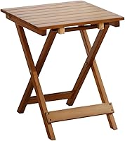 Vista 8 de Pequeña mesa auxiliar cuadrada plegable, mesas auxiliares de madera plegables para patio, exteriores, interiores, porche, camping, sala de estar