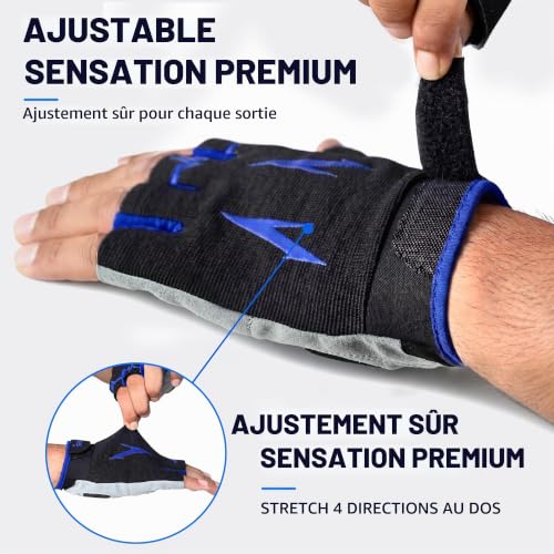 SAWANS Gants de Cyclisme Demi-Doigt pour vélo de Montagne, de Route, de vélo, antidérapants, Absorbant Les Chocs, rembourrés, Respirants, pour VTT, vélo, Sport, Homme et Femme (Bleu, L) – vue 5