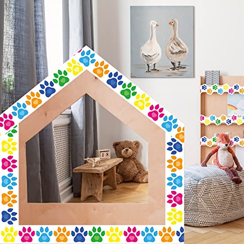 Jecery 60 Pack Paw Print Bulletin Board Borders Colorful Paw Prints Border Design Paper Animal Print Paper For School Classroom Black Bulletin Board Border Computer Teacher Decorations #TOP6