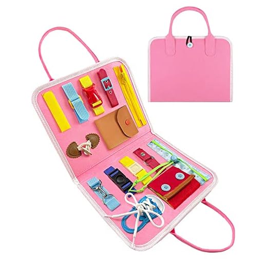 Exorany Busy Board Montessori Toys for Toddlers Sensory Toys Gifts for 1 2 3 4 Year Old Girls & Boys Preschool Toddler Activities Educational Travel Toy Learning Basic Dress Skills (Pink)
