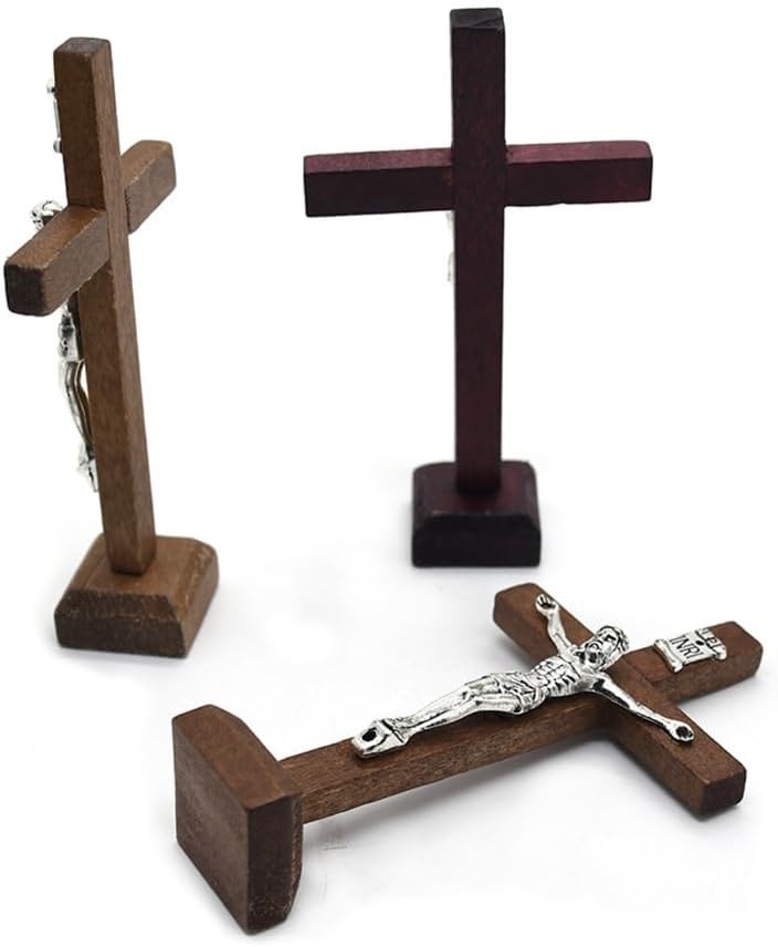 1Pc Crosses Wood Catholic Standing Crucifix Church Religious Gift Home Decors