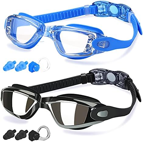 COOLOO Swimming Goggles, Pack of 2, Swim Goggles for Adult Men Women Youth Kids Children, with Anti-Fog, Waterproof, Protection Lenses