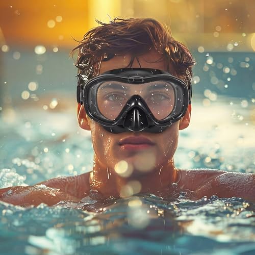 Relaxweex 3 Pcs Adult Youth Swim Goggles with Nose Cover Elastic Strap View Clear Waterproof for Snorkeling Diving Swimming (Black, Dark Blue, Green) — view 5