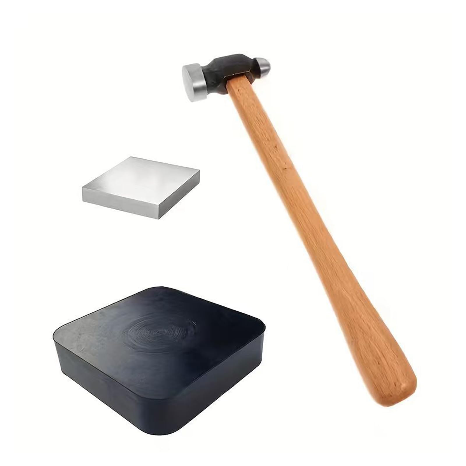 3-teiliges multifunktionales Schmuck Bastelwerkzeug mit Silikonmatte, Holzbasis und Eisenhämmern für Modebegeisterte Eisen Schmuckhammer