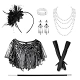 7PCS 20er Jahre Accessoires, Great Gatsby Accessoires Damen, 20er Jahre Kostüm, 1920er Flapper Great Gatsby Accessoires, Fashion Roaring 20’s Theme Set für Partys, Cosplay, Tänze und Art-Deco-Anlässe
