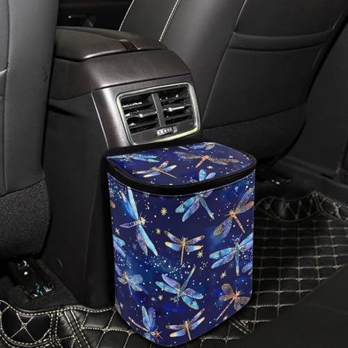 Image of Car Trash Bin Collapsible Car Organizers and Storage for Front Seat Multipurpose Trash Bag Automotive Garbage Can Car Accessories Interior Car Organizer, Dragonfly Pattern