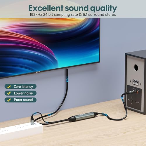 Convertidor DAC de audio óptico a analógico con sonido de 192 KHz para auriculares de televisión 5