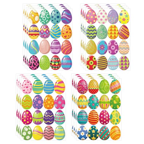 16 Hojas Pegatinas de Pascua,256 Piezas Redondas Adhesiva Etiqueta Huevo,Huevo de Pascua Pegatinas,Pegatinas Ventana Pascua,Pegatinas de Decoración para Pascua,Sobres,Tarjetas de Felicitación