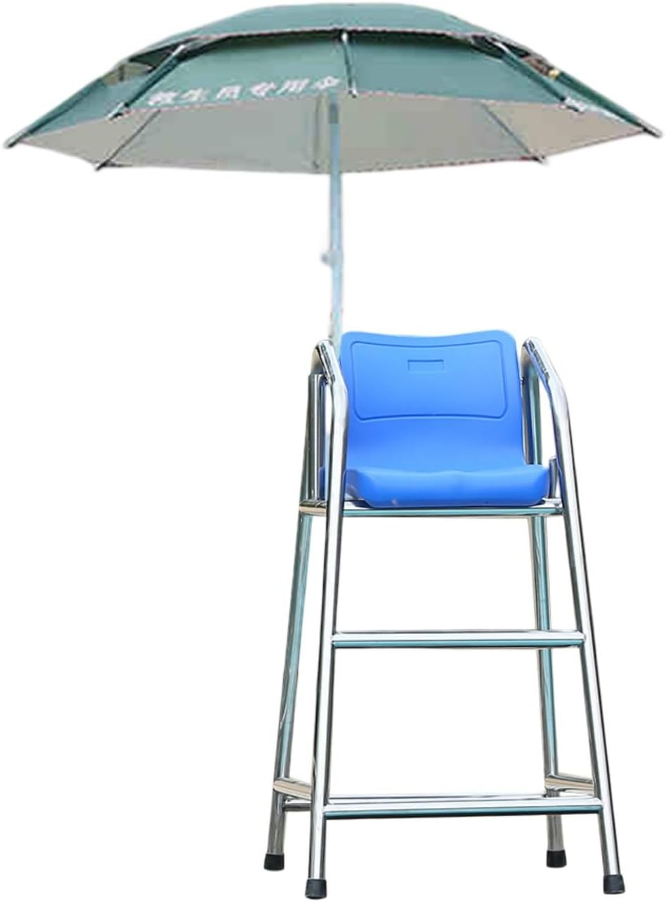 Stainless Steel Lifeguard Chairs with Double-Layer Sunshade,Loads 661lbs, Detachable Lifeguard Observation Chair, Referees Tall Chair with Hole & Hooks(1.5m)