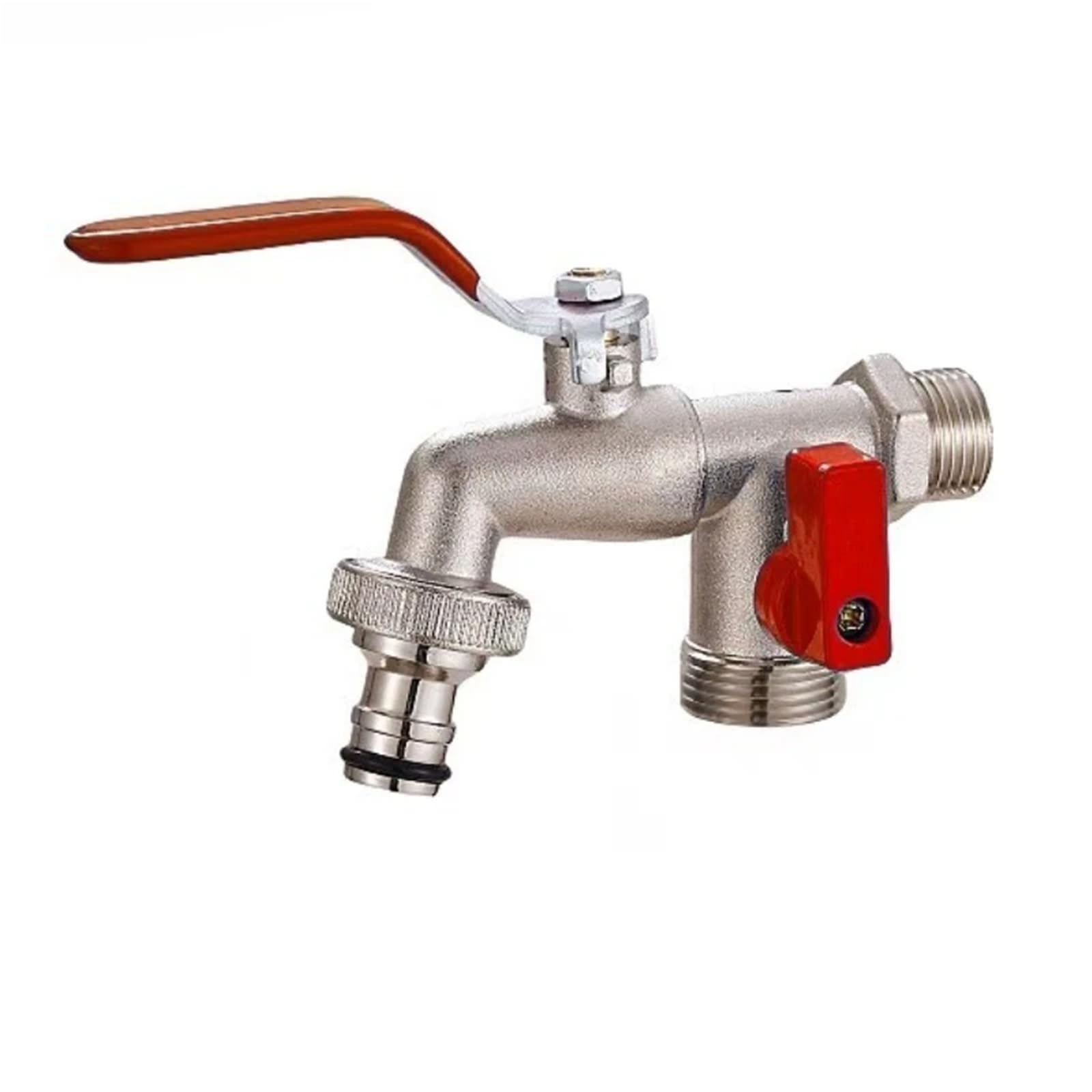 Aejhsin Color 05 Garden Faucet Garden Faucet Home Irrigation Zinc Alloy Bibcocks 1 Inlet 2 Outlet Bibcock With Dual Nipple And Balcony(Color 05)