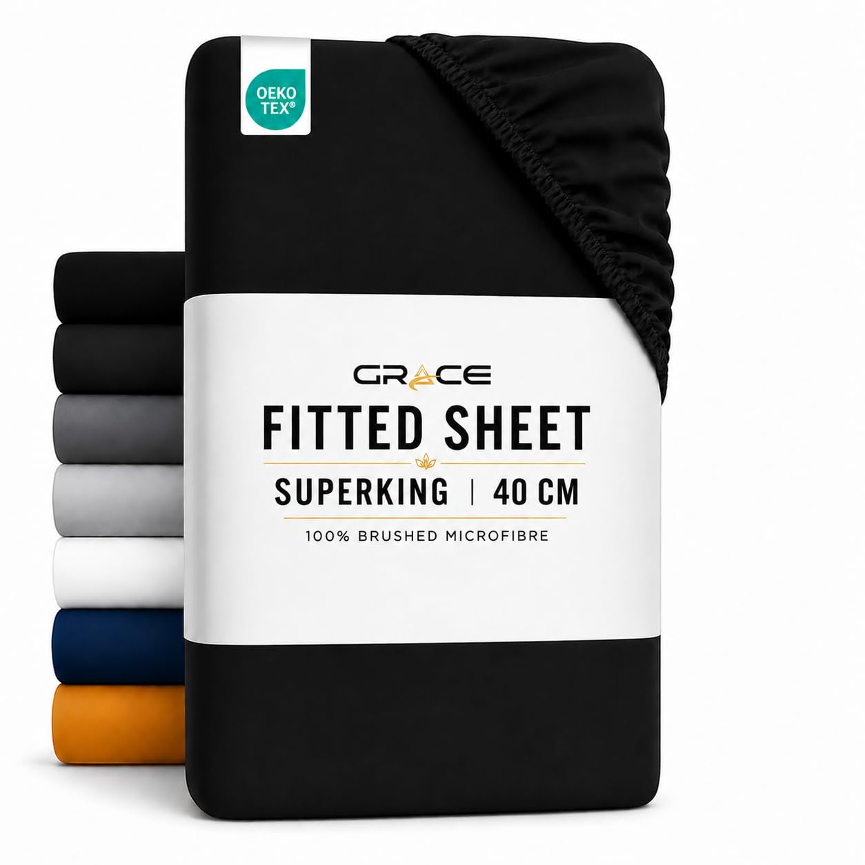 Grace Super King Fitted Sheet Extra Deep Pocket 40 cm (16 inches) Durable Elastic Bed Sheets - Premium Microfiber Superking Fitted Sheet - Ultrasoft Hypoallergenic Fade Resistant — image 1