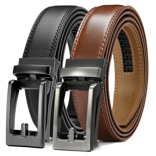 Image of CHAOREN Click Belt for Men 2 Pack - Mens Dress Belt 1 1 /4 inch in Packing Box - Design Belt Meet Almost Any Outfit and Occasion