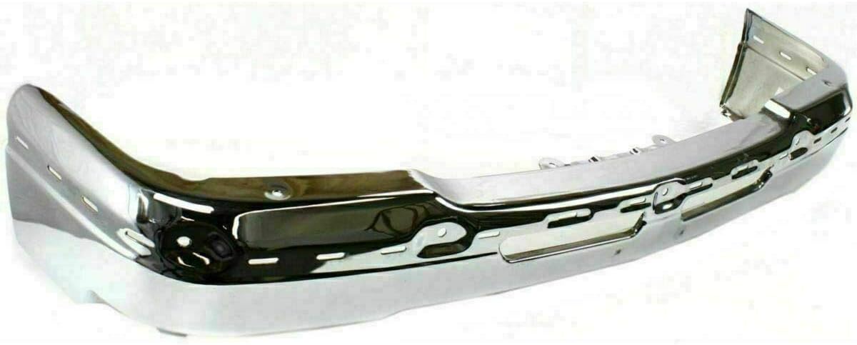 Autoelementss Front Bumper Chrome Steel + Upper Cover Textured Black For 2003-2006 Chevrolet Silverado 1500/2002-2006 Avalanche Direct Replacement 19150310 15139805