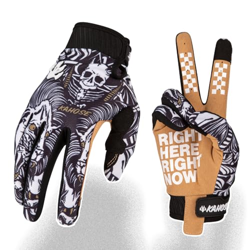 Fast passion Skeleton-Paw Motorradhandschuhe für Damen und Herren, Fahrradhandschuh, atmungsaktiv, Dirtbike-Handschuh für ATV, MTB, Motocross-Rennen, Schwarz 003, Größe L