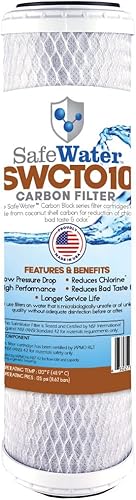 SafeWater Filtro de agua de carbono de repuesto, filtro de sistema de ósmosis inversa de reemplazo de bloque CTO, etapas 2 y 3, alto rendimiento,