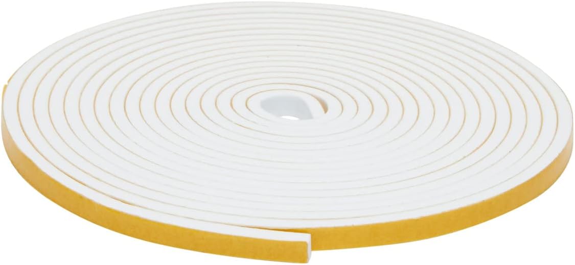 White Self Adhesive Weather Stripping Tape, 1/4 x 1/8 Inch Thick (50 Ft, 3 Rolls) - - 